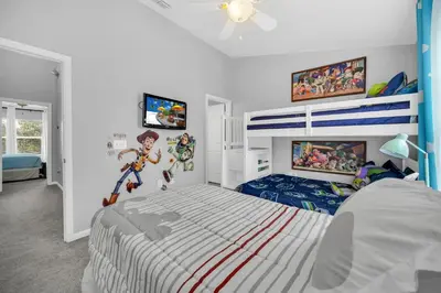 a bedroom with a nickelodeon bedroom with a bed at Townhome near Disney with pool Magic and Fun at Windsor in Orlando