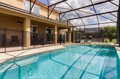 a large swimming pool with a glass roof at 6 bedrooms pool home Gated resort Veranda Palms in Kissimmee