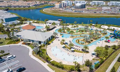 an aerial view of a water park at a resort at 2941 Modern Four Bedroom Locate at Storey Lake in Kissimmee