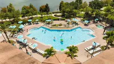 an overhead view of a swimming pool at a resort at Location Location Orlando Resort Near All Parks! Int'l Dr in Orlando