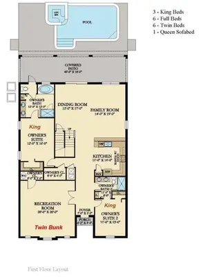 a floor plan of a house at 33 Disney Villa GameRoom Movie Theater Pool in Kissimmee