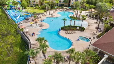 an overhead view of a pool at a resort at Windsor Hills 7BR Villa Pool SPA Disney Greenview in Orlando