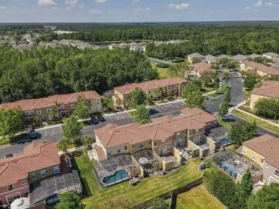 an aerial view of a home in a subdivision at 3 Bedroom Townhome Close to Disney in Kissimmee
