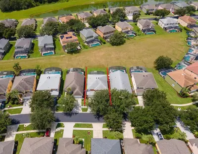an aerial view of a neighborhood of houses at bsv_villa2633 in Kissimmee