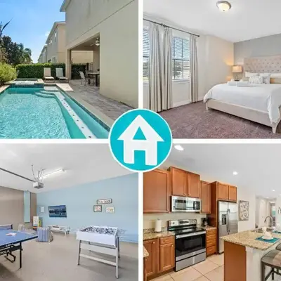 8 Bd home with Themed rooms and Pool 2308