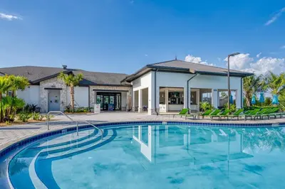 a swimming pool in front of a house at Vacation Bliss-Prime Resort Unbeatable Location in Kissimmee