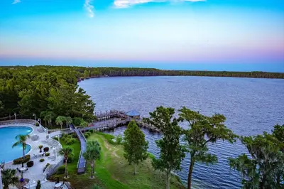an aerial view of a resort by the water at Aparment 2nd floor 5 minutes from Disney in Orlando