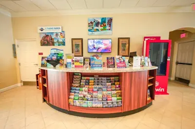 a food counter in a store with food items on it at Apt Orlando 11th Floor 5 min from Disney in Orlando