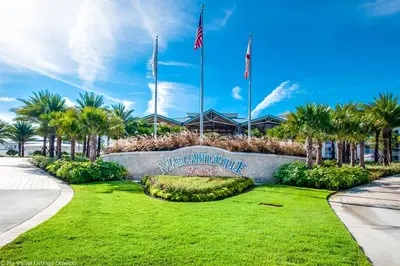 a park with a sign that reads save infrastructure at 2971 Castaway Lane in Orlando