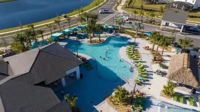 an overhead view of a swimming pool at a resort at Luxury 4Bed Near Disney, FreeVIP Resort 4335 in Kissimmee