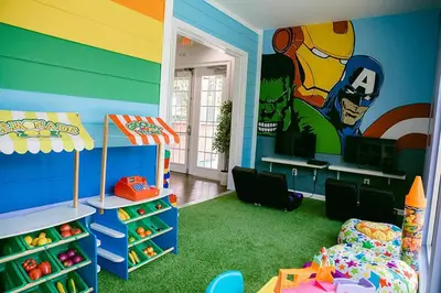 a room with a captain america themed bedroom at LV2950-105LHC - 4 bedrooms - Lucaya Resort in Kissimmee