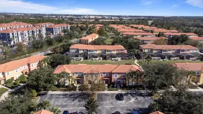 an aerial view of a resort building at Amazing 3Bdrms At Encantada- 6 miles from Disney in Kissimmee