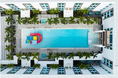 an aerial view of the pool at the resort at Kompose Boutique Resort @ Theme Parks in Kissimmee