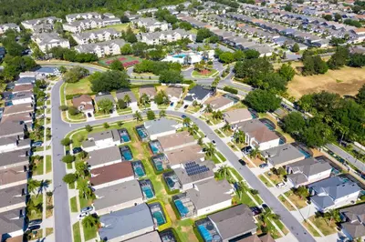 an aerial view of a suburb with houses at Fantastic Resort 5BR House - South Facing Pool/Spa in Kissimmee