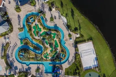 an aerial view of the pool at the resort at 3 Bedrooms 2 Bathrooms Storey Lake 3111-101Pc in Kissimmee