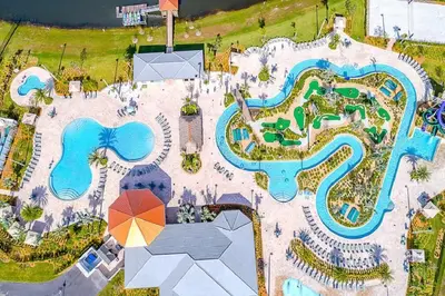 an overhead view of a pool at a resort at Really close to Disney! Sleeps 10 - STL116 in Kissimmee