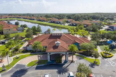 an aerial view of a resort with a large building at Top Villas - Bella Vida Resort 203 in Kissimmee