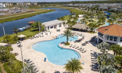 an aerial view of the pool at a resort at Storey Lake Resort 1099 - Hosted by Top Villas in Kissimmee