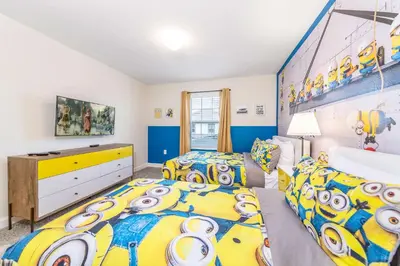 a bedroom with two beds and a dresser at Last Minute Disney Getaway Private Pool Themed Bedrooms. Book Now 98613 in Kissimmee