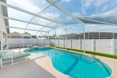 a swimming pool on the roof of a building at 4br/3ba Disney Area Luxury Resort with pool/spa in Orlando