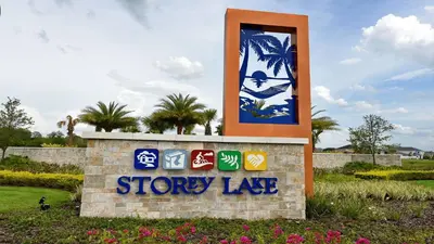 a sign for a store in a park at Storey Lake Resort 6br Family Villa Pool by Disney in Kissimmee