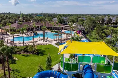 an aerial view of a water park at a resort at T7673F Windsor Hills Resort 3Bed POOL Pet Friendly in Orlando