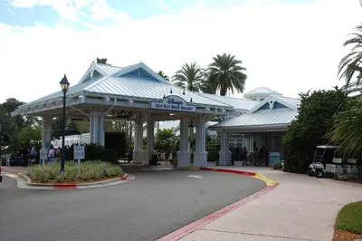 a pavilion with people standing outside of a building at Disney's Key West Resort Studio room sleeps 4 in Orlando
