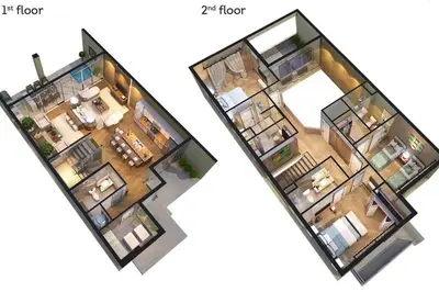 two views of a floor plan of a house at Magical Disney Home (45366427) in Orlando