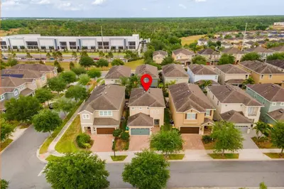 an aerial view of a suburb with a red marker at Encore Resort 5 Bedroom Home with Pool 2403 in Orlando