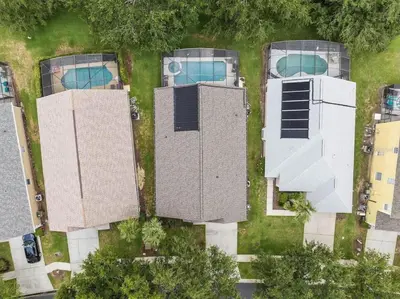 an overhead view of two buildings with two pools at Private Pool Close to Disney Lg Hm Slps 8 in Kissimmee