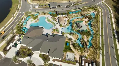 an aerial view of the pool at the resort at Luxury Stay Near Disney Storey Lake Resort 2568 in Kissimmee