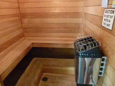 a small sauna with a sign on the wall at HARRY POTTER LIVES HERE! Unforgettable Home, Pool, Sleeps 8, Near Dis, LOW Rates! in Kissimmee