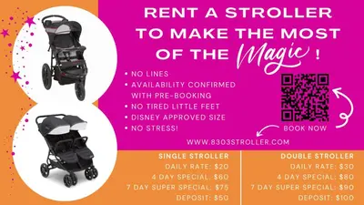 a flyer for a stroller to make the most of the magic at 3 beds DisneyFree Shuttle in Orlando