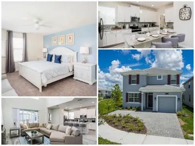 a collage of pictures of a house at 5 Bedroom 5 Bathroom Storey Lake 4760KC in Kissimmee
