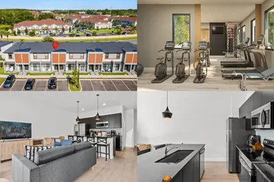 a collage of photos of a house at 3 Bedroom 3 Bathroom The Hub At Westside Reserve 3300 TT in Kissimmee