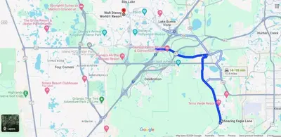 a map of the roads in the united states at EP1015SEL - 4 bedrooms - 8 guests pool home on a lake in Kissimmee