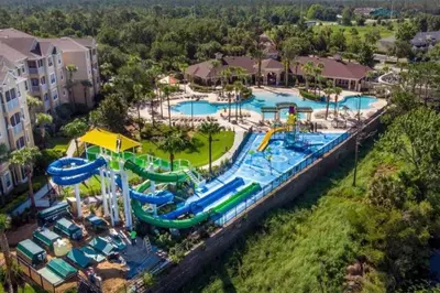 an aerial view of a water park at a resort at Windsor Hills Magic,Resort Waterslides,Pool,Disney in Orlando