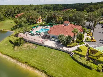an aerial view of a resort with a swimming pool at Harry Potter Themed 3 BR - ER2782 in Kissimmee