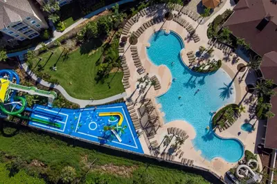 an aerial view of a pool at a resort at C2784-102 Themed Room Free Resort Water Park 3 miles to Disney in Orlando