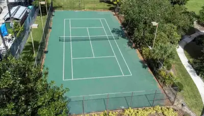 an overhead view of a tennis court at Beautiful Zen Nest 1mile New EPIC Universe in Orlando