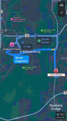 a map showing the locations of the huts at Beautiful home, centrally located to Parks with Pool in Orlando
