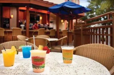 a table with three cups of drinks on it at Marriott Grande Vista 2BD villa sleeps 8 in Orlando