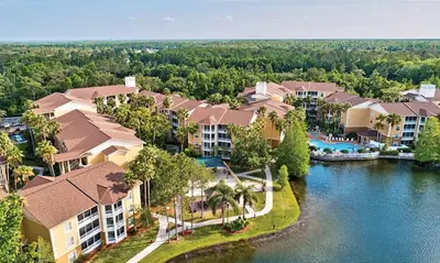 an aerial view of a resort with a river at Beautiful Hotel of Cypress Palms 2BD in Kissimmee