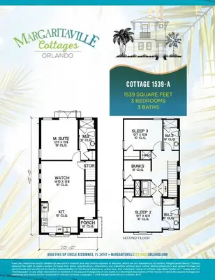 a floor plan of the margarita cartier house at Sunkissed Cottage With Hot Tub Near Disney With Margaritaville Resort & Island H2O Access - 8046Su in Orlando