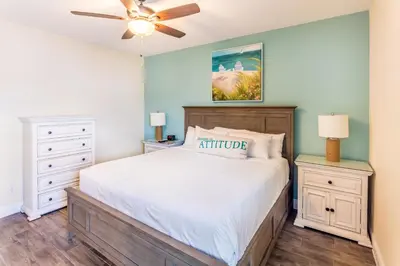 a bedroom with a bed and a ceiling fan at Breezy Villa Near Disney With Margaritaville Resort & Island H20 Access - 8177Su in Orlando