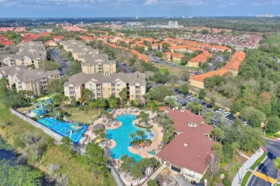 an aerial view of a pool at a resort at Condo in Gated Windsor Hills in Orlando