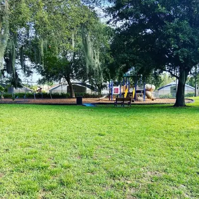 a park with a playground with a slide and trees at 8056 Indian Creek Blvd in Kissimmee