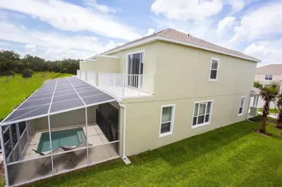 an aerial view of a house with a solarium at Modern Townhouse Heated Pool Disney Orlando 1500R in Orlando