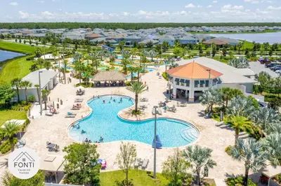 an aerial view of the pool at the resort at Modern Storey Lake Resort Disney Orlando 3191-307 in Kissimmee