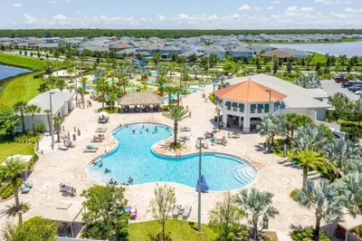an aerial view of the pool at the resort at Modern Storey Lake Resort Disney Orlando 3171-107 in Kissimmee